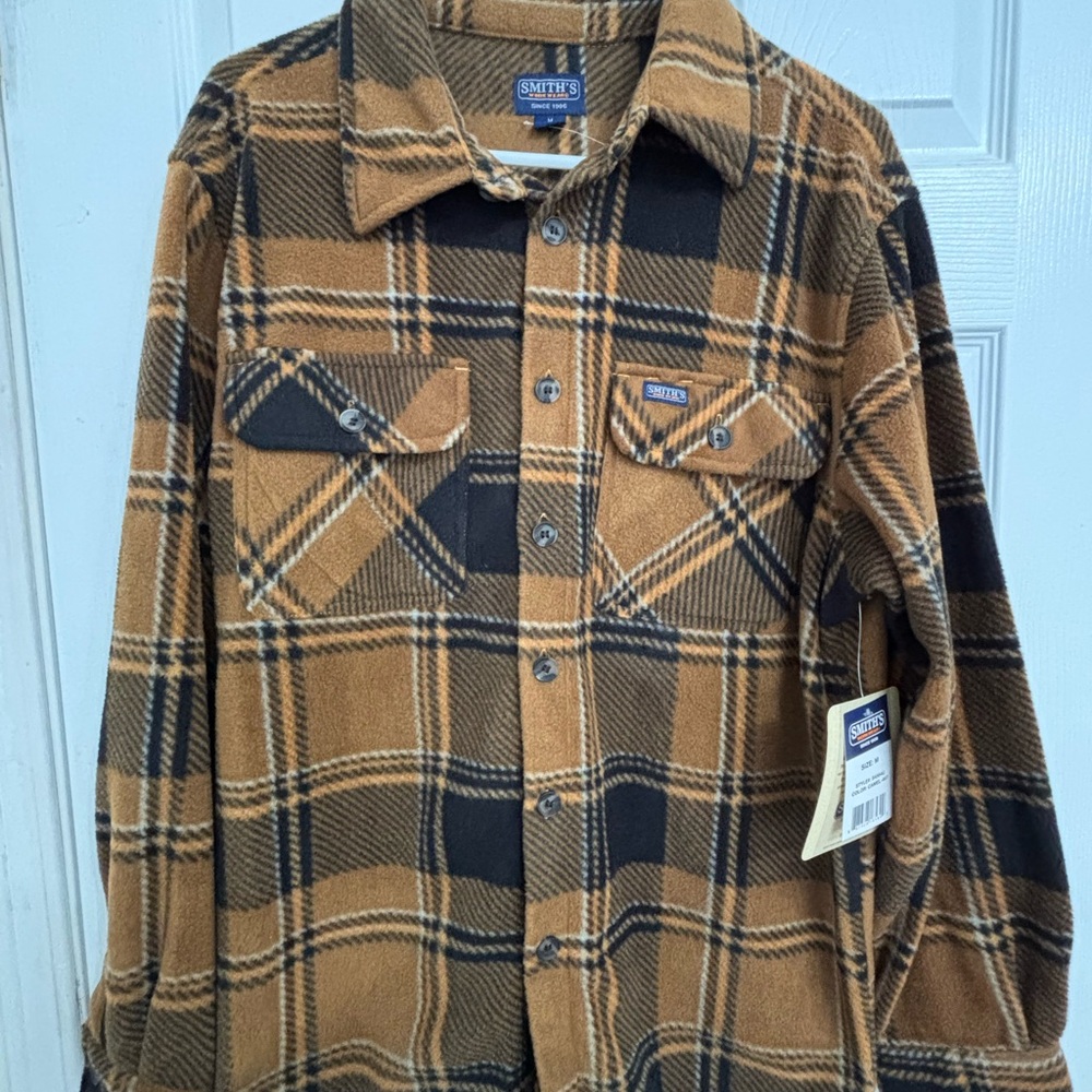 Smith Flannel Shirt - Fleece - Size Medium - Brown/Black/White